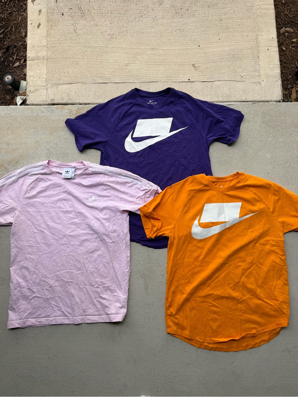 adidas & Nike Short-Sleeve Tees in Purple, Orange & Light Pink with White Logo